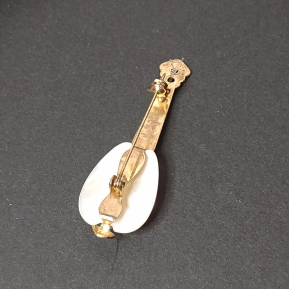 Pretty Little Metal And Shell Guitar Brooch - Picture 10 of 11